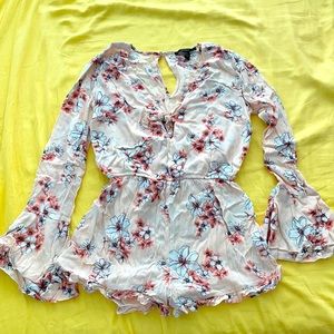 Forever 21 deep V floral jumpsuit